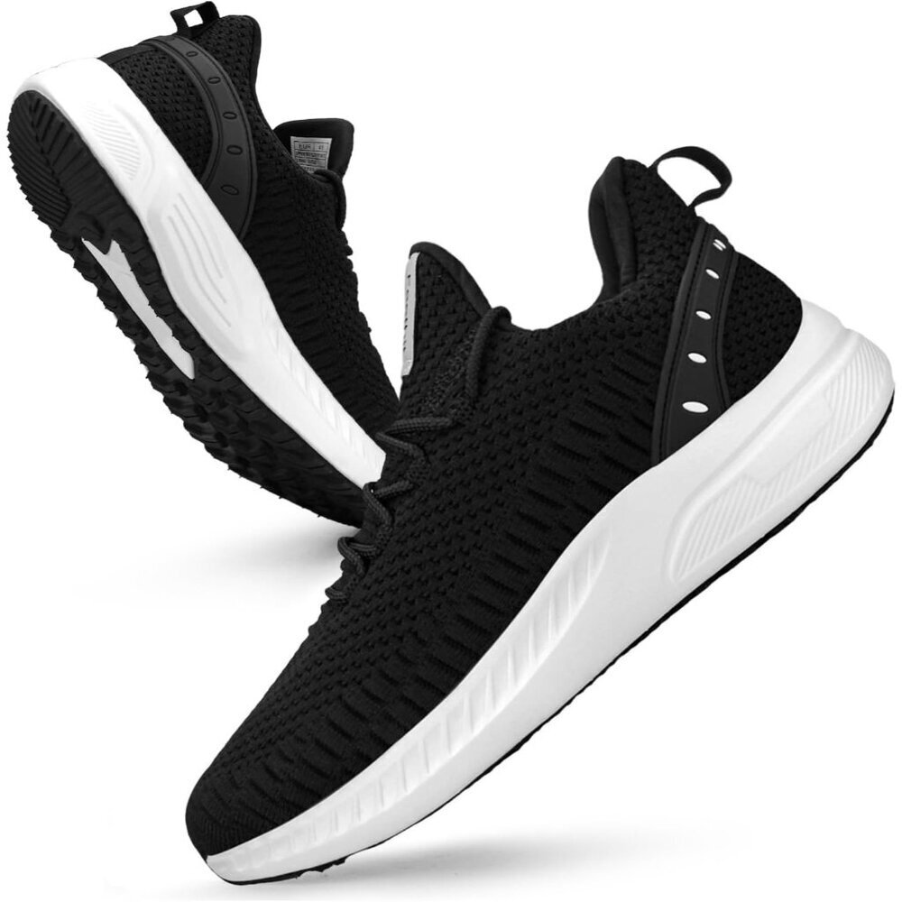 Women's Black And White Tennis Running Walking Shoes Lightweight Casual Sneakers